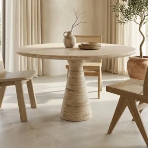 round travertine dinning table