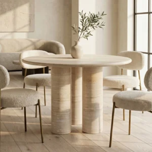 travertine dining table round
