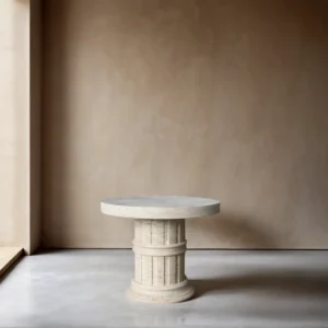 round travertine coffee table