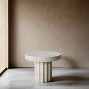 Travertine Look Side Table