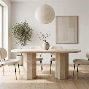 travertine dining table oval