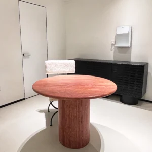 red travertine dining table