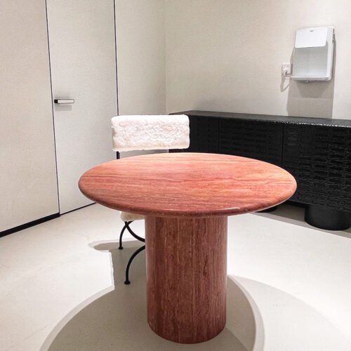 red travertine dining table