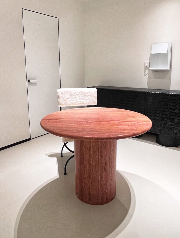 red travertine dining table