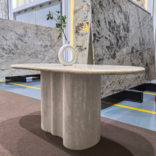 Oval Travertine Dining Table